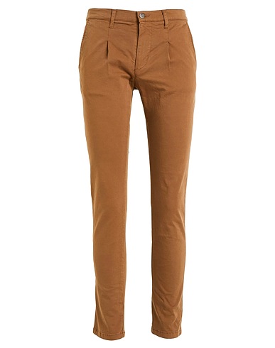 GREY DANIELE ALESSANDRINI Casual pants Brown 98% Cotton, 2% Elastane