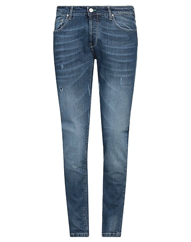 DANIELE ALESSANDRINI HOMME Denim trousers Blue 99% Cotton, 1% Elastane