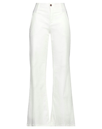 EUROPEAN CULTURE Casual trouser White 98% Cotton, 2% Elastane