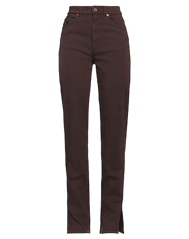 EUROPEAN CULTURE Denim trousers Dark brown 93% Cotton, 5% Polyester, 2% Elastane