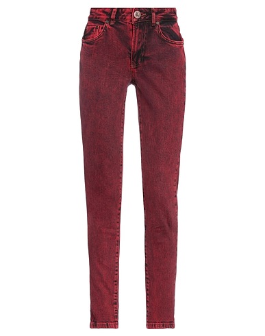 ONE TEASPOON Denim trousers Brick red 99% Cotton, 1% Elastane