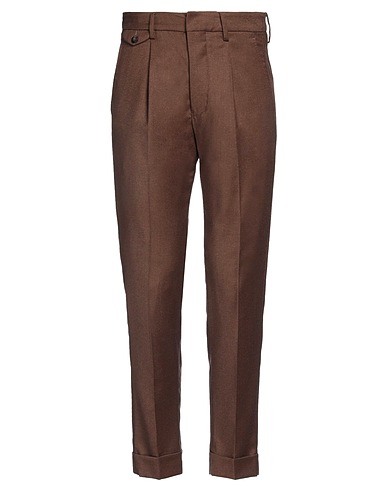 MICHAEL COAL Casual pants Chocolate brown 99% Virgin Wool, 1% Elastane