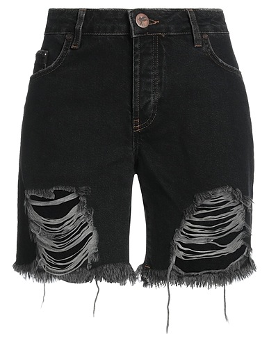 ONE TEASPOON Denim shorts Black 80% Cotton, 20% Recycled cotton