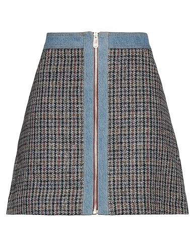 SANDRO Mini skirt Blue 40% Wool, 24% Polyester, 22% Synthetic fibers, 11% Silk, 3% Cotton