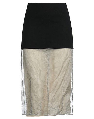 PRADA Midi skirts 100% Virgin Wool, Metal, Cotton