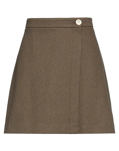 SANDRO Mini skirt Khaki 70% Wool, 29% Polyamide, 1% Acrylic