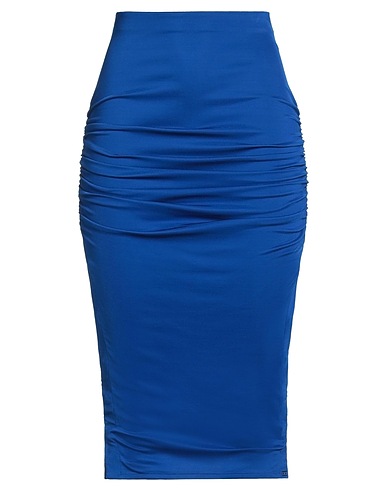 ELISABETTA FRANCHI Midi skirt Bright blue 96% Viscose, 4% Elastane