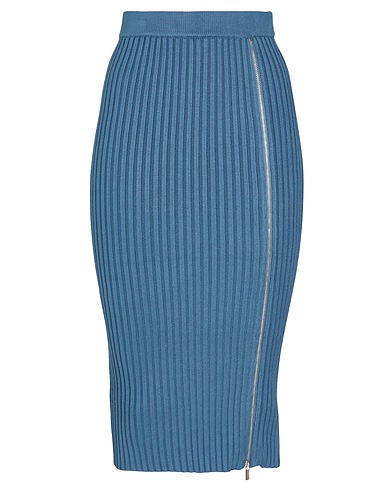 8 by YOOX Midi skirt VISCOSE BLEND MIDI SKIRT WITH ZIP DETAIL
 Slate blue 72% Viscose, 28% Recycled polyester
