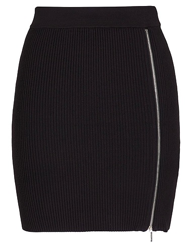 8 by YOOX Mini skirt VISCOSE BLEND MINI SKIRT WITH ZIP DETAIL
 Black 72% Viscose, 28% Recycled polyester