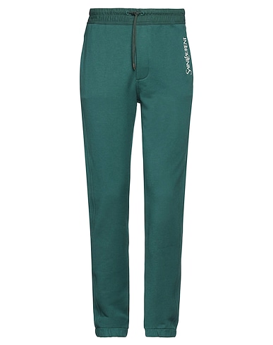 SAINT LAURENT Casual pants Dark green 100% Cotton, Polyester, Calfskin