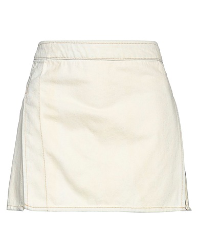 PALM ANGELS Denim skirt Pastel yellow 100% Cotton, Soft Leather, Polyester