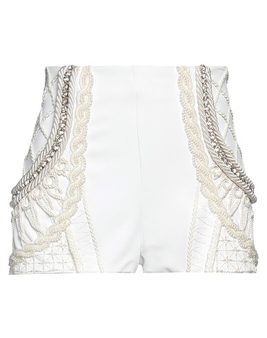 ELISABETTA FRANCHI Shorts & Bermuda White 96% Polyester, 4% Elastane, Viscose, Plastic, Glass