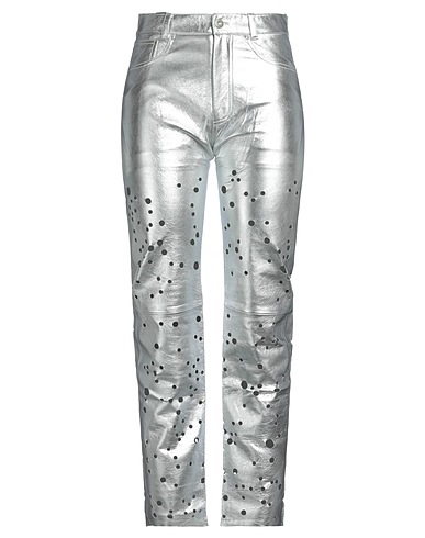 DURAZZI Pantalone Argento 100% Pelle di agnello