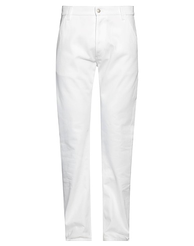 MCQUEEN Denim trousers White 100% Cotton, Polyester