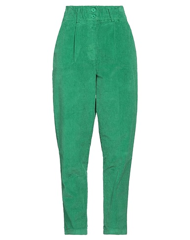 TENSIONE IN Casual trouser Green 97% Cotton, 3% Elastane