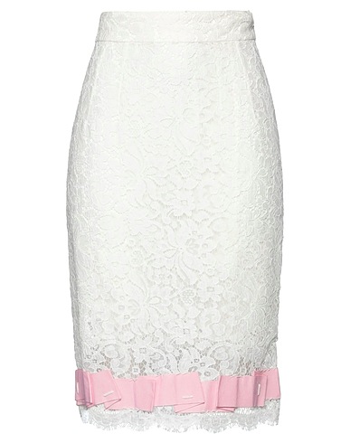 DOLCE&GABBANA Midi skirt White 42% Polyamide, 31% Cotton, 23% Viscose, 4% Acetate