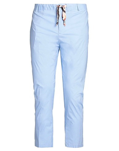 GREY DANIELE ALESSANDRINI Casual trouser Sky blue 95% Cotton, 5% Elastane