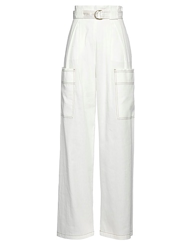 MAX MARA Casual trouser White 60% Linen, 40% Cotton