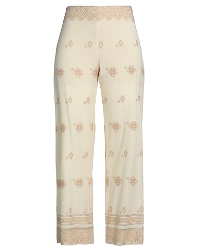 HANAMI D'OR Casual trouser Ivory 90% Cotton, 6% Acrylic, 3% Other Fibres, 1% Polyester, Viscose