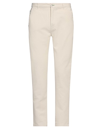 GREY DANIELE ALESSANDRINI Casual trouser Ivory 75% Cotton, 25% Linen