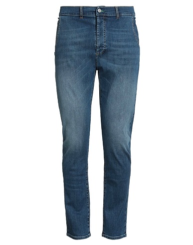 GREY DANIELE ALESSANDRINI Denim trousers Blue 97% Cotton, 3% Elastane
