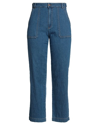 SEE BY CHLOÉ Denim trousers Blue 82% Cotton, 17% Linen, 1% Elastane