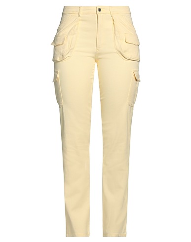 DES_PHEMMES Denim trousers Pastel yellow 97% Cotton, 3% Elastane
