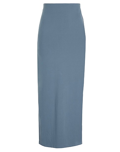 8 by YOOX Long skirt HIGH-WAIST LONG SKIRT W/ BACK SPLIT
 Pastel blue 94% Recycled polyamide, 6% Elastane