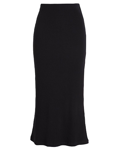 8 by YOOX Midi skirt RIBBED LOW-WAIST MAXI SKIRT
 Black 94% Organic cotton, 6% Elastane
