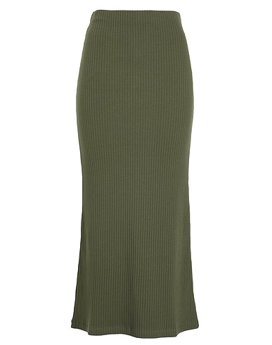 8 by YOOX Gonna midi RIBBED LOW-WAIST MAXI SKIRT
 Verde militare 94% Cotone organico, 6% Elastan