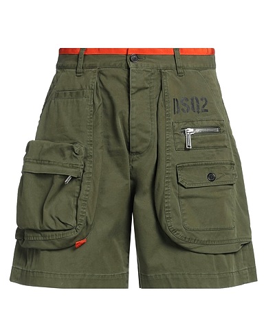 DSQUARED2 Shorts & Bermuda Military green 97% Cotton, 3% Elastane