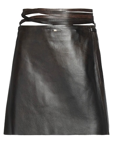 DSQUARED2 Mini skirt Dark brown 100% Ovine leather
