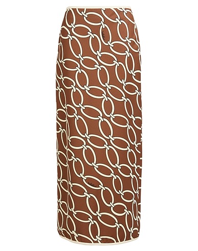 VALENTINO GARAVANI Long skirt Brown 65% Virgin Wool, 35% Viscose, Silk