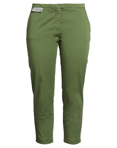 FABIANA FILIPPI Casual pants Green 98% Cotton, 2% Elastane, Brass
