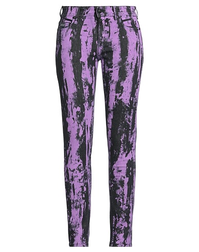 VERSACE JEANS COUTURE Denim trousers Purple 98% Cotton, 2% Elastane