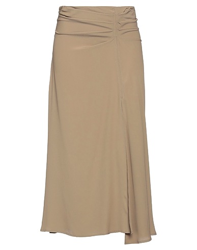 SEMICOUTURE Midi skirt Khaki 65% Acetate, 35% Silk