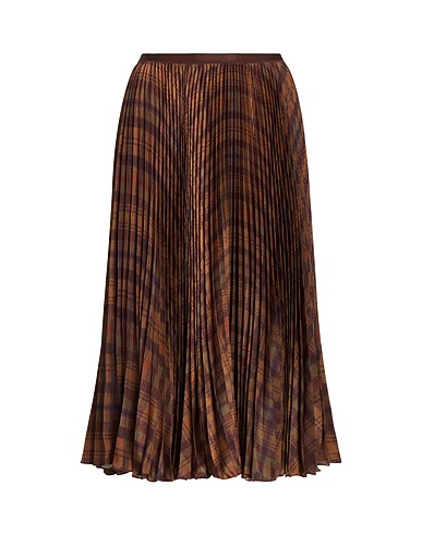 POLO RALPH LAUREN Midi skirt PLEATED PLAID CREPE A-LINE MIDI SKIRT
 Khaki 100% Recycled polyester