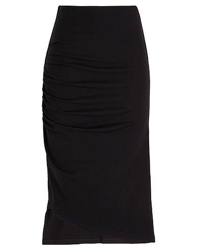 8 by YOOX Midi skirt VISCOSE MIDI SKIRT W/ SIDE GATHERING & SPLIT
 Black 72% Viscose, 24% Recycled polyamide, 4% Elastane