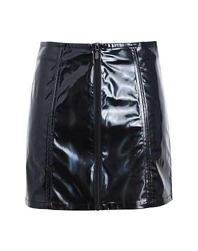 SOMETHINGNEW0803 Mini skirt Black 100% Polyester, Polyurethane coated