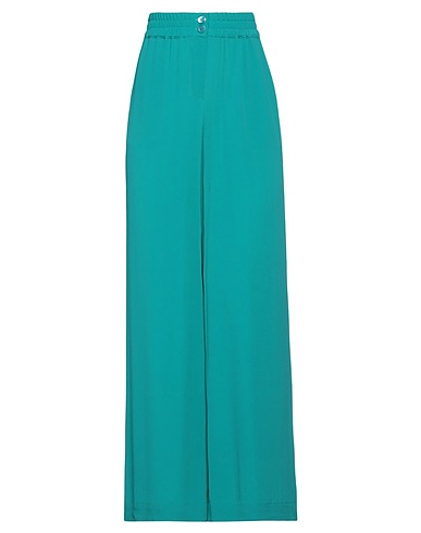 SEMICOUTURE Casual trouser Turquoise 65% Acetate, 35% Silk