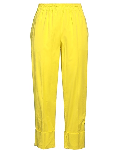 ROSSOPURO Casual pants Yellow 98% Cotton, 2% Elastane
