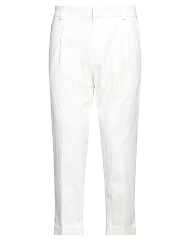PAOLO PECORA Casual trouser White 61% Cotton, 36% Polyamide, 3% Elastane