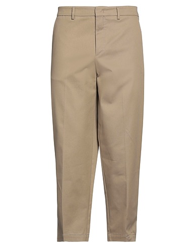 PAOLO PECORA Casual trouser Khaki 97% Cotton, 3% Elastane
