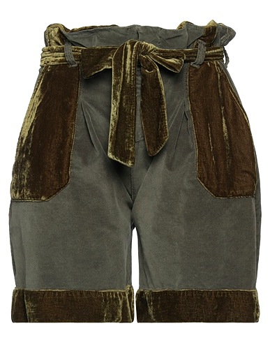 MANILA GRACE Shorts & Bermuda VERDE MILITARE 52% Viscose, 45% Cotton, 3% Elastane, Polyamide