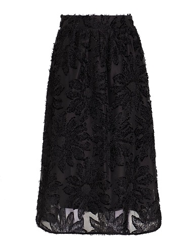 8 by YOOX Midi skirt DÉVORÉ MIDI SKIRT
 Black 100% Polyester