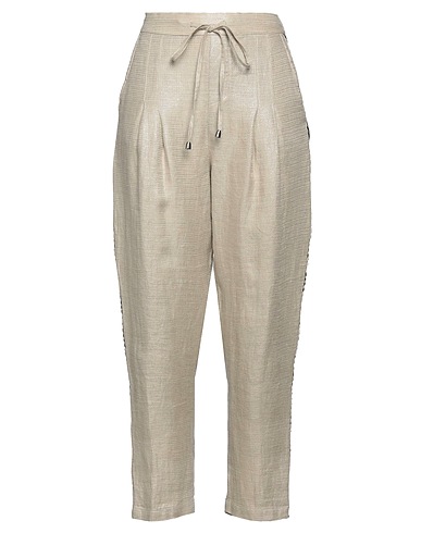 BRAND UNIQUE Casual pants Beige 97% Linen, 3% Polyurethane