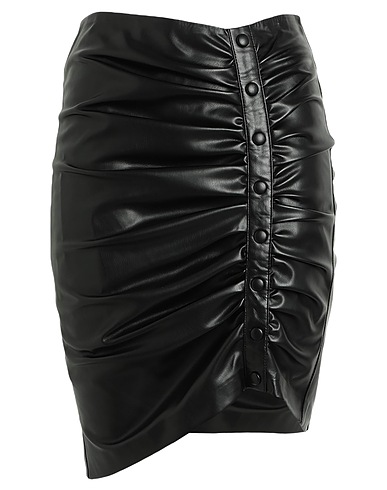 KARL LAGERFELD Mini skirt FAUX LEATHER SKIRT Black 100% Polyester, Polyurethane coated