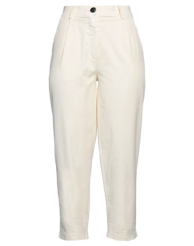 OUVERT DIMANCHE Pantalone Off white 97% Cotone, 2% Elastan, 1% Altre Fibre