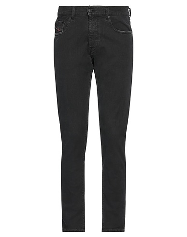 DIESEL Denim trousers Black 97% Cotton, 3% Elastane, Bovine leather