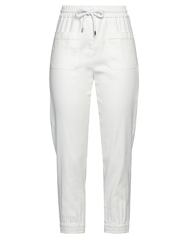 DONDUP Pantalone Bianco 52% Lino, 47% Cotone, 1% Elastan